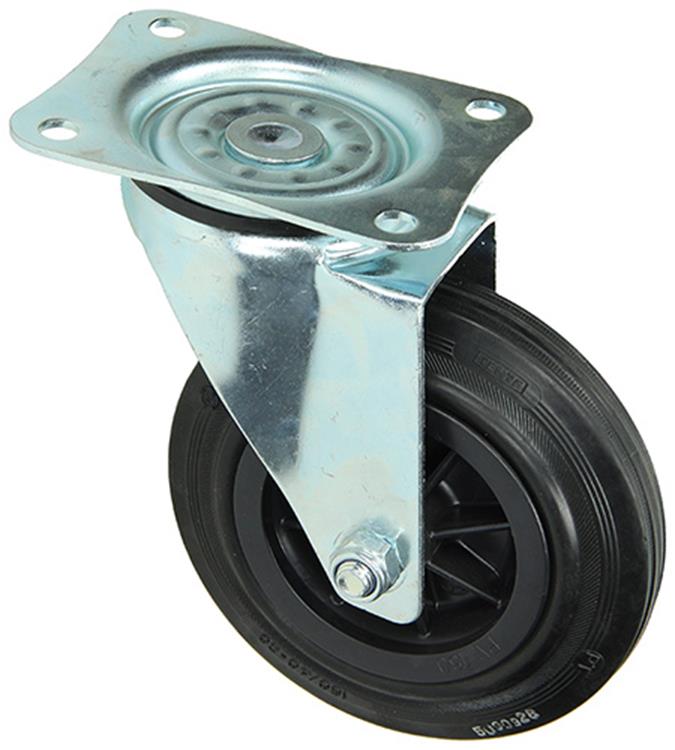 Afbeelding laden in galerijviewer, Mack by tente 1049128 - zwenkwiel bevestigingsplaat rubber met nylon velg 160mm | 4 stuks