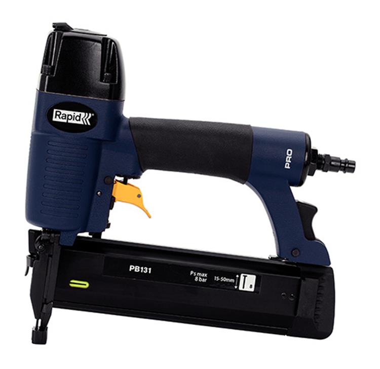 Afbeelding laden in galerijviewer, Rapid professionele pneumatische tacker - magnesium behuizing - 360° luchtuitlaat - regelbare inslagdiepte - blauw geel