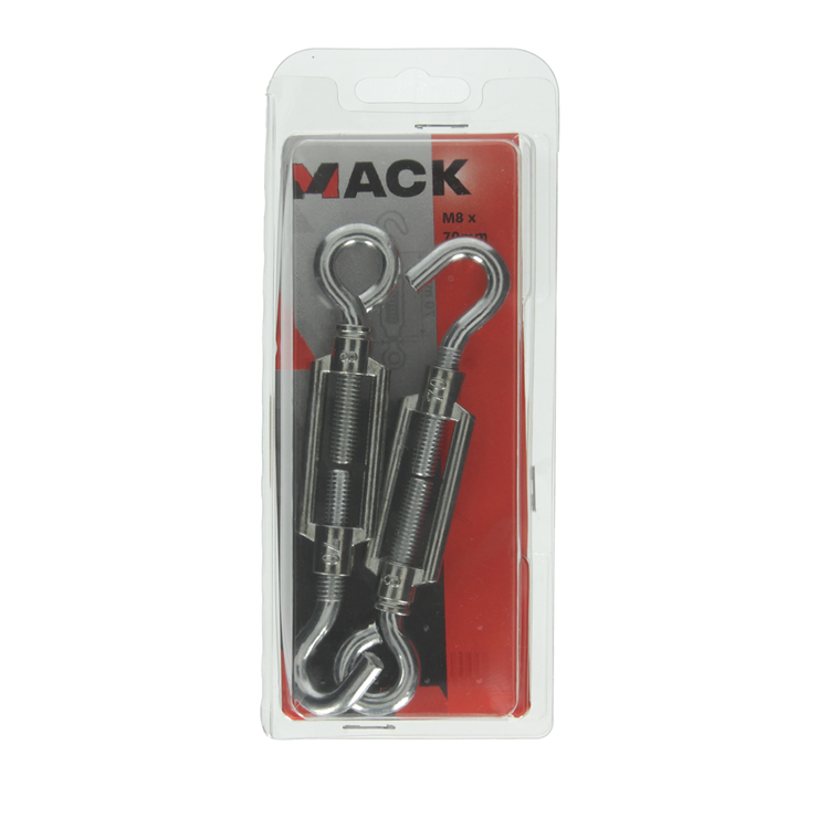 Afbeelding laden in galerijviewer, Mack 1006874 - 2 spanners: oog + haak verzinkt m8x70mm bl | 5 stuks