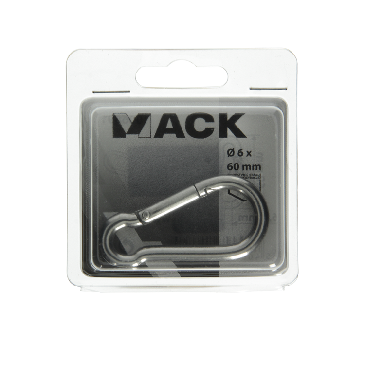 Afbeelding laden in galerijviewer, Mack 1006891 - 1 karabijnhaak+veer inox 60x6mm bl | 5 stuks