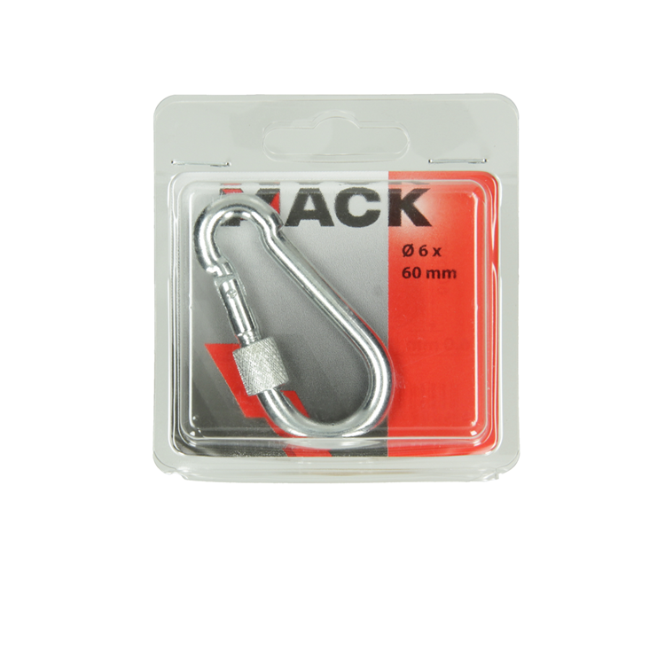 Afbeelding laden in galerijviewer, Mack 1006896 - 1 karabijnhaak+borgsl. verzinkt 6mm bl | 5 stuks