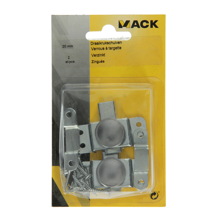 Afbeelding laden in galerijviewer, Mack 1014105 - 2 draaikrukschuiven verzinkt a 20 - b 13 mm | 5 stuks