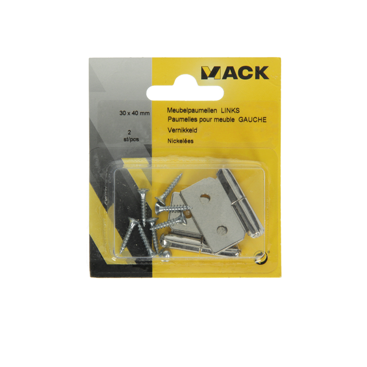 Afbeelding laden in galerijviewer, Mack 1013349 - 2 meubelpaumellen links vernikkeld h 30 x b 40 mm | 5 stuks
