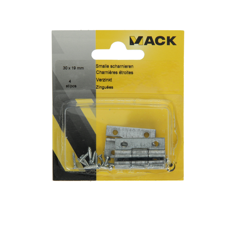 Afbeelding laden in galerijviewer, Mack 1013544 - 4 smalle scharnieren verzinkt h 30 x b 19 mm | 5 stuks