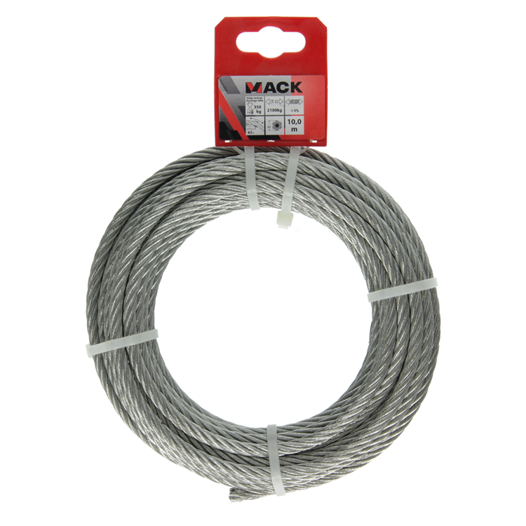 Afbeelding laden in galerijviewer, Mack 1015817 - verzinkte staalkabel 6x19 10m 6mm wll 350 kg din en 12385-4 | 5 stuks