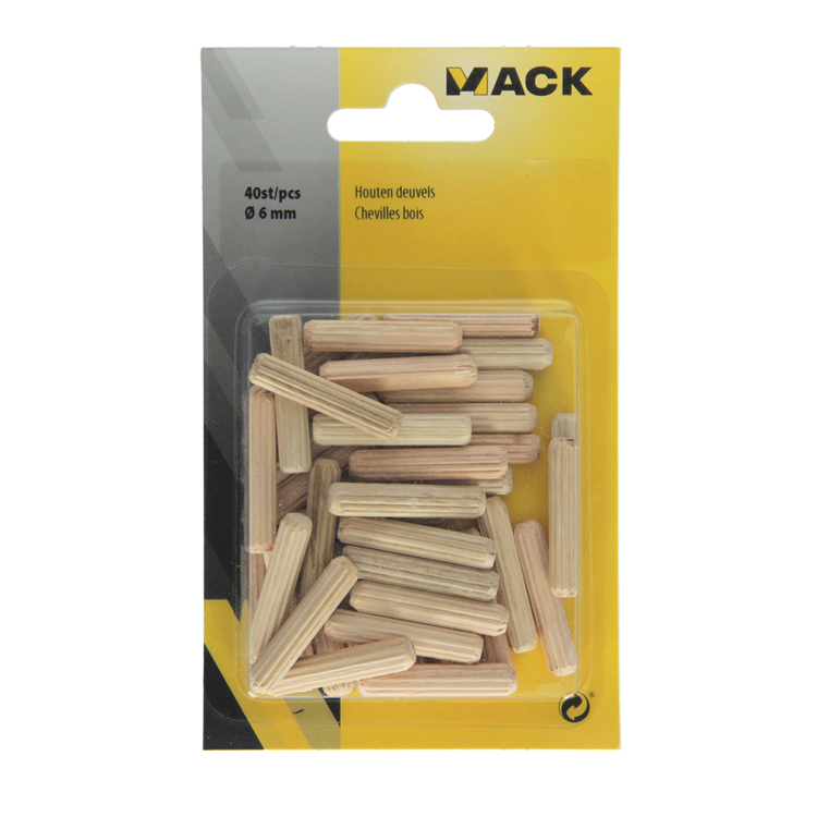 Afbeelding laden in galerijviewer, Mack 1013777 - 40 houten deuvels ø 6 mm | 5 stuks