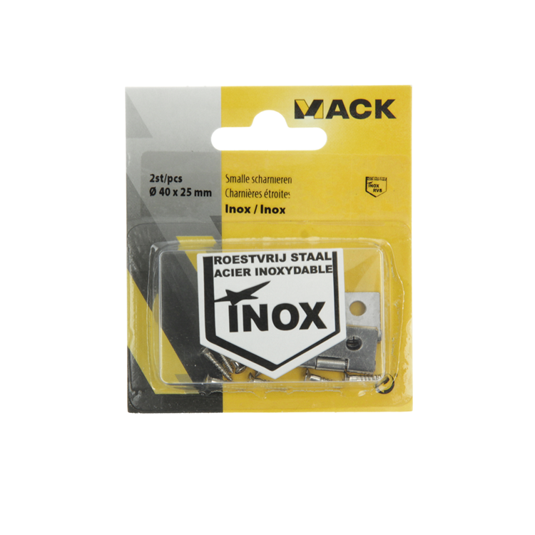 Afbeelding laden in galerijviewer, Mack 1013709 - 2 smalle scharnieren inox h 40 x b 25 mm | 5 stuks