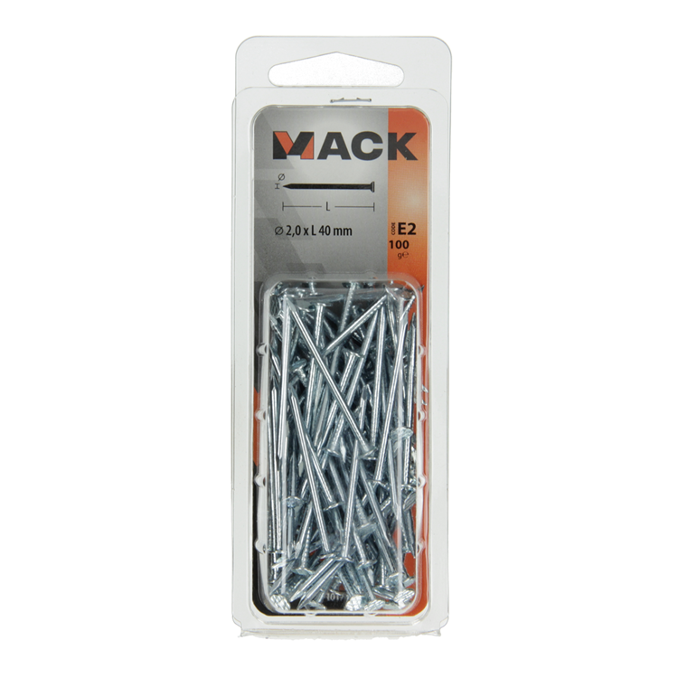 Afbeelding laden in galerijviewer, Mack 1017151 - nagel platte kop staal verzinkt 100 gr 2,0 x 40 mm | 5 stuks
