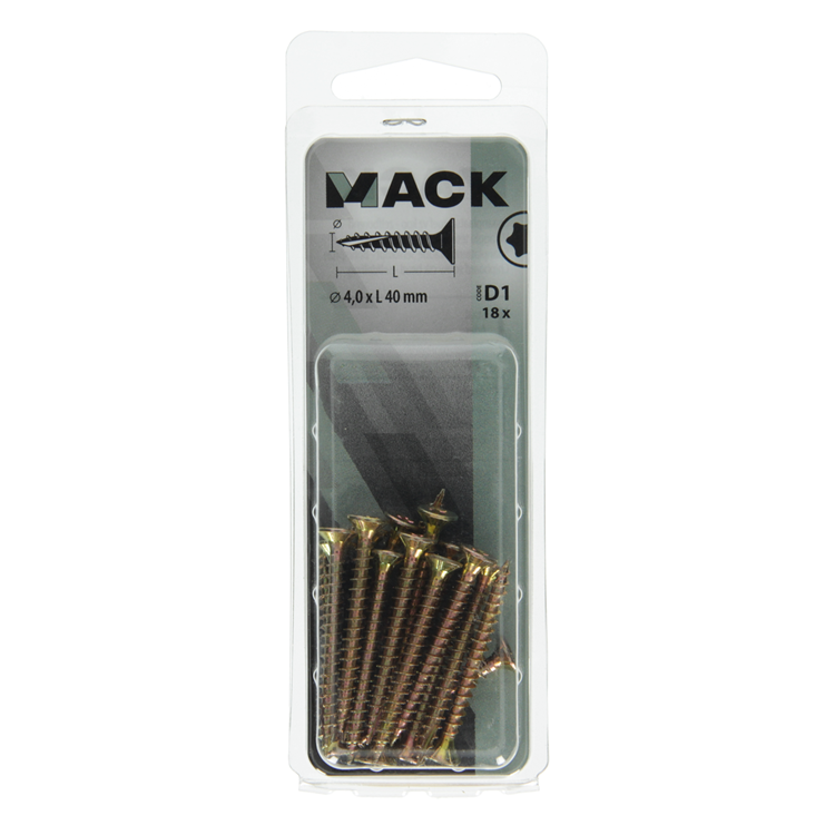 Afbeelding laden in galerijviewer, Mack 1017297 - spaanplschr.vzkop-zelfb. geelverz. 18 st 4,0 x 40 mm | 10 stuks