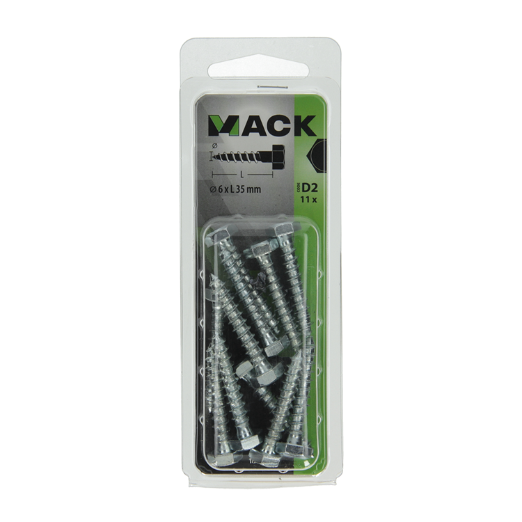 Afbeelding laden in galerijviewer, Mack 1017403 - houtdraadbout staal verzinkt 11 st 6 x 35 mm | 10 stuks