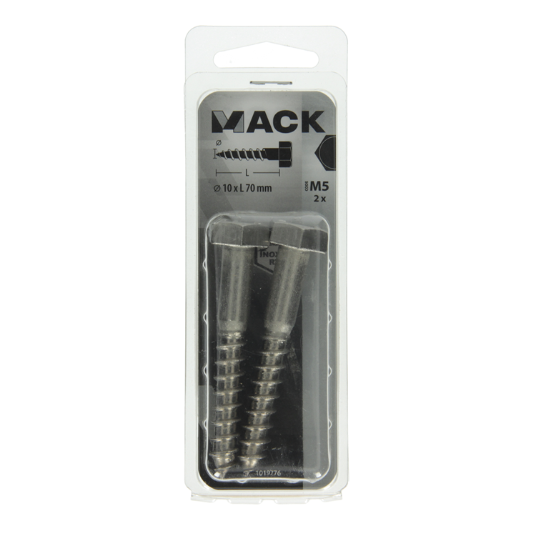 Afbeelding laden in galerijviewer, Mack 1019776 - houtdraadbout roestvrijstaal 2st 10 x 70 mm | 10 stuks