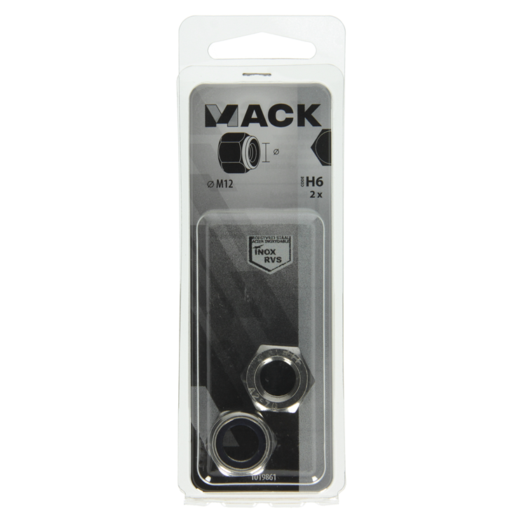 Afbeelding laden in galerijviewer, Mack 1019861 - zeskant borgmoer inox a2 2 st m 12 | 10 stuks
