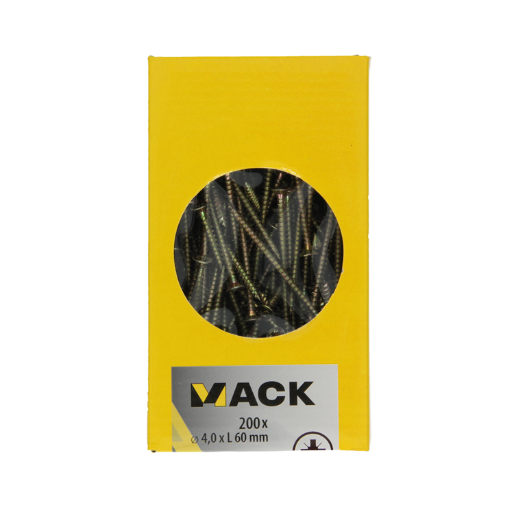 Afbeelding laden in galerijviewer, Mack 1020097 - spaanplaatschroef vz kop geelvz 200 st 4,0 x 60 mm | 2 stuks