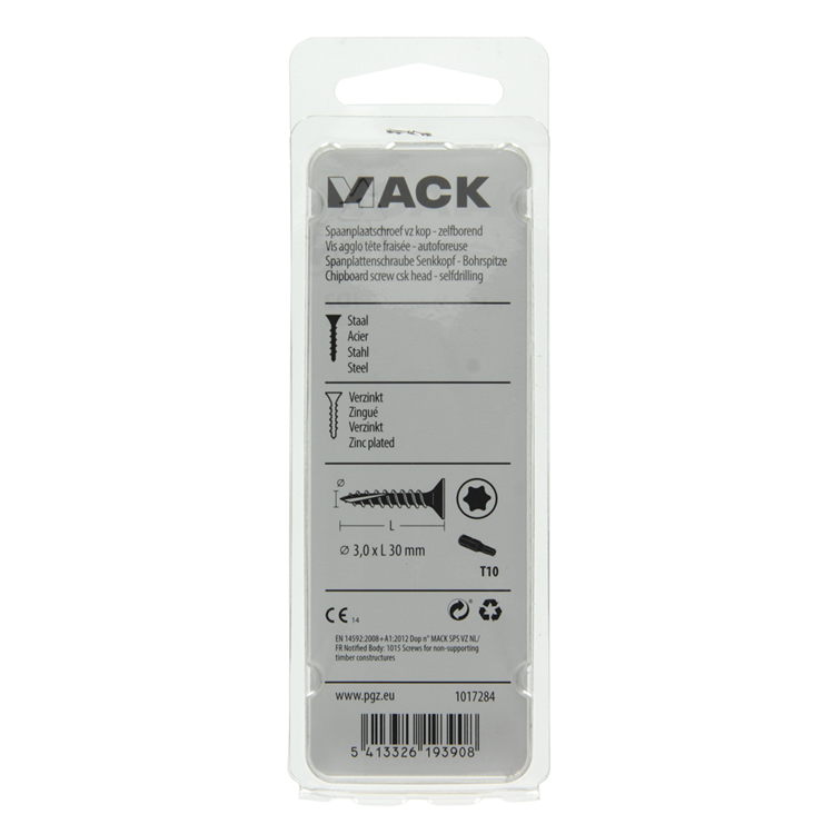Afbeelding laden in galerijviewer, Mack 1017284 - spaanplschr.vzkop-zelfb. geelverz. 35 st 3,0 x 30 mm | 10 stuks