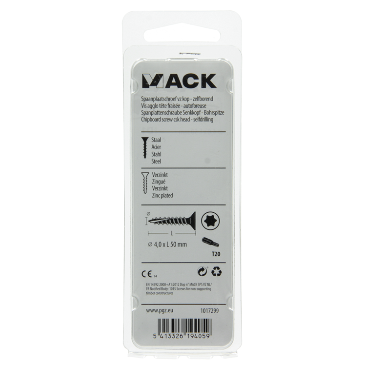 Afbeelding laden in galerijviewer, Mack 1017299 - spaanplschr.vzkop-zelfb. geelverz. 15 st 4,0 x 50 mm | 10 stuks
