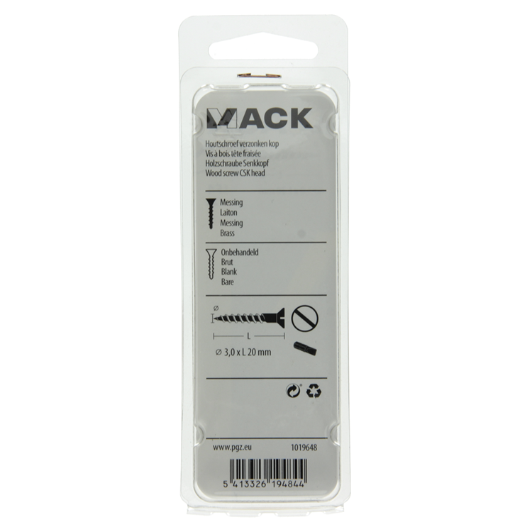Afbeelding laden in galerijviewer, Mack 1019648 - houtschroef verzonken kop messing 12st 3,0 x 20 mm | 10 stuks