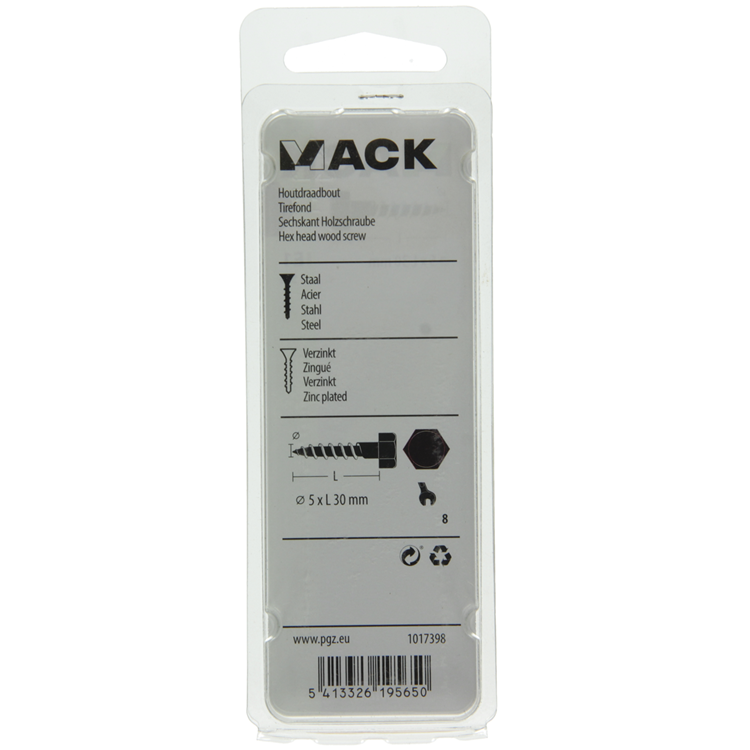 Afbeelding laden in galerijviewer, Mack 1017398 - houtdraadbout staal verzinkt 15 st 5 x 30 mm | 10 stuks