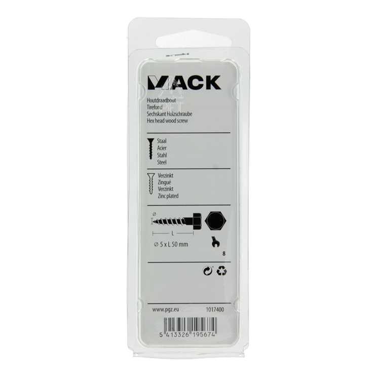 Afbeelding laden in galerijviewer, Mack 1017400 - houtdraadbout staal verzinkt 10 st 5 x 50 mm | 10 stuks