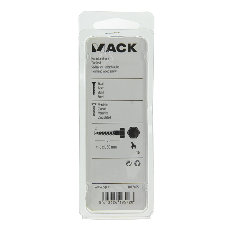 Afbeelding laden in galerijviewer, Mack 1017405 - houtdraadbout staal verzinkt 9 st 6 x 50 mm | 10 stuks