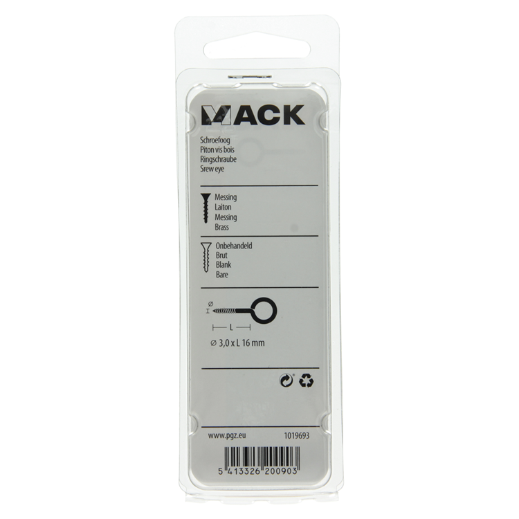 Afbeelding laden in galerijviewer, Mack 1019693 - schroefoog messing 4 st 3,0 x 16mm | 10 stuks