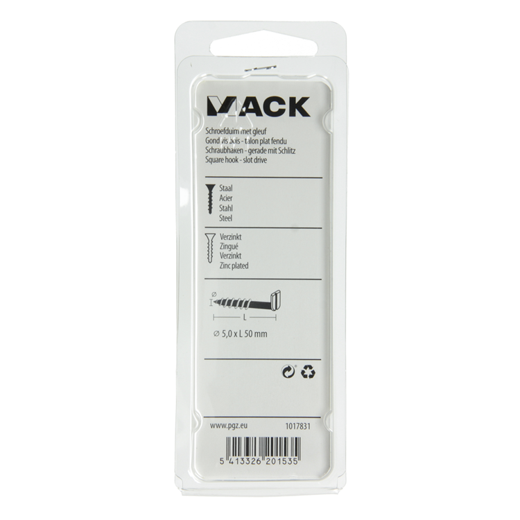 Afbeelding laden in galerijviewer, Mack 1017831 - schroefduim met gleuf staal verz. 5 st 5,0 x 50 mm | 10 stuks