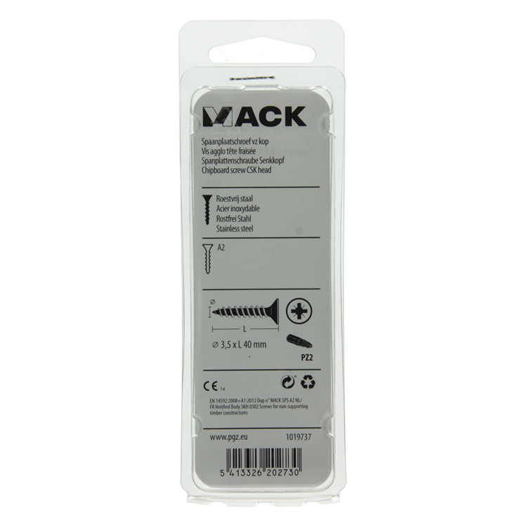 Afbeelding laden in galerijviewer, Mack 1019737 - spaanplaatschroef vz kop rvs 12 st 3,5 x 40 mm | 10 stuks