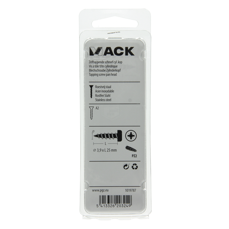 Afbeelding laden in galerijviewer, Mack 1019787 - zelftappende schroef cyl.kop a2 9 st 3,9 x 25 mm | 10 stuks