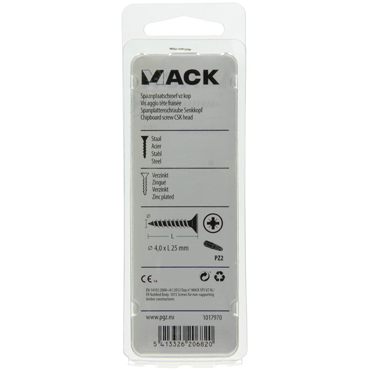 Afbeelding laden in galerijviewer, Mack 1017970 - spaanplaatschroef vz kop geelverz. 70st 4,0 x 25 mm | 5 stuks
