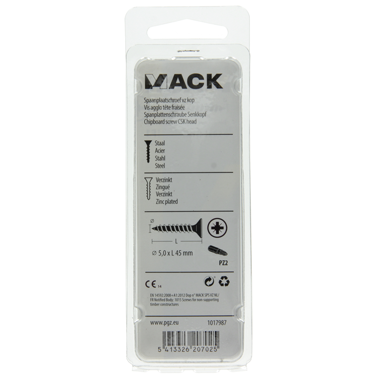 Afbeelding laden in galerijviewer, Mack 1017987 - spaanplaatschroef vz kop geelverz. 27st 5,0 x 45 mm | 5 stuks