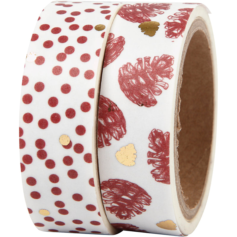 Afbeelding laden in galerijviewer, Https: www.cchobby.nl masking-tape-denneappels-en-stippen-folie-b-15-mm-2x4-m-1-doos
