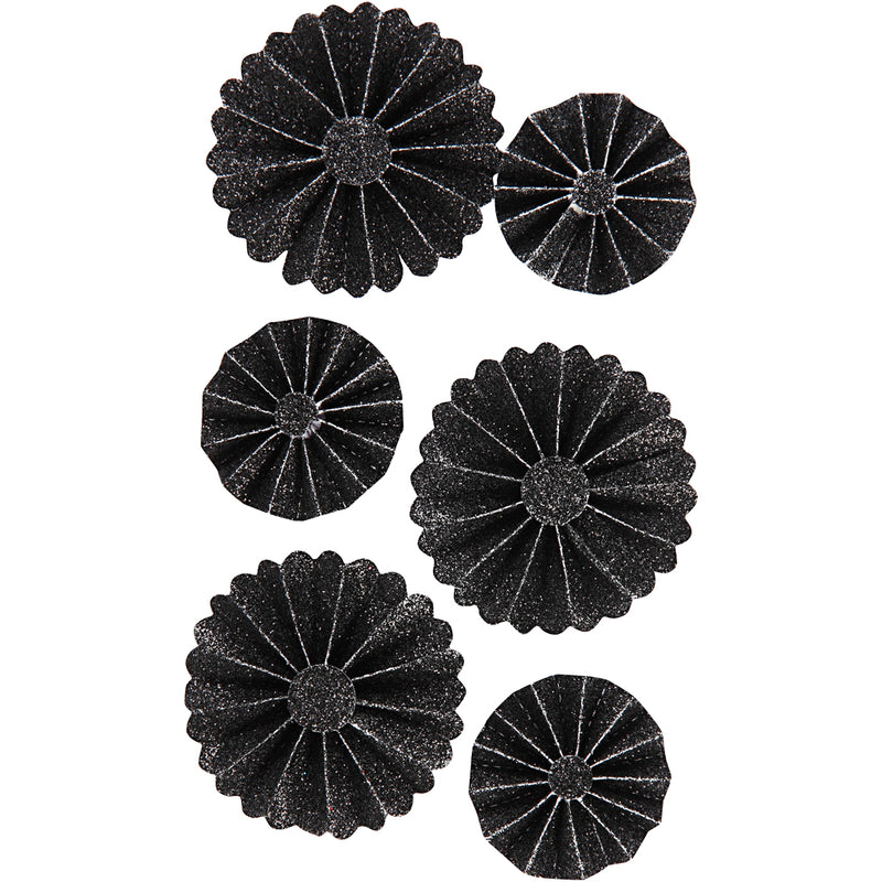 Afbeelding laden in galerijviewer, Https: www.cchobby.nl rosettes-d-35-50-mm-zwart-glitter-6-stuk-1-doos