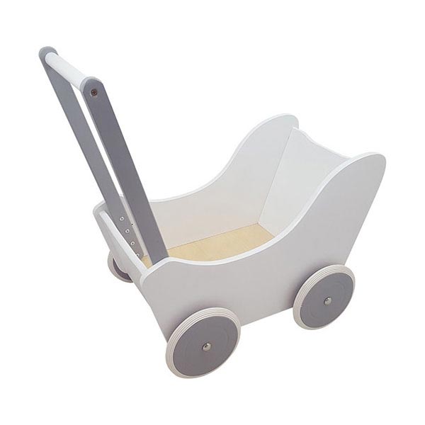 Afbeelding laden in galerijviewer, Playwood poppenwagen wit zilver
