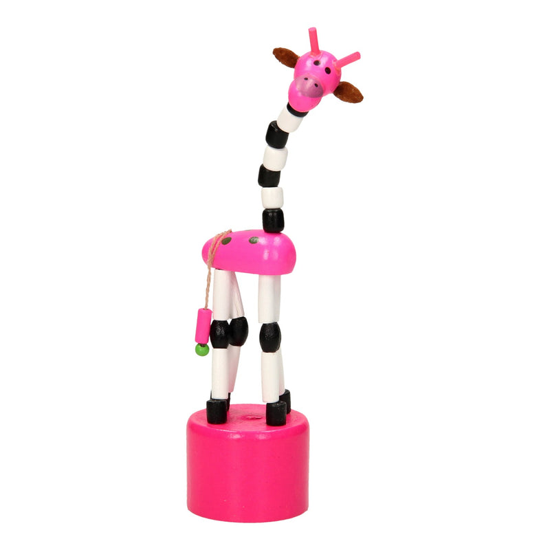 Afbeelding laden in galerijviewer, Playwood houten drukpop giraffe gekleurd