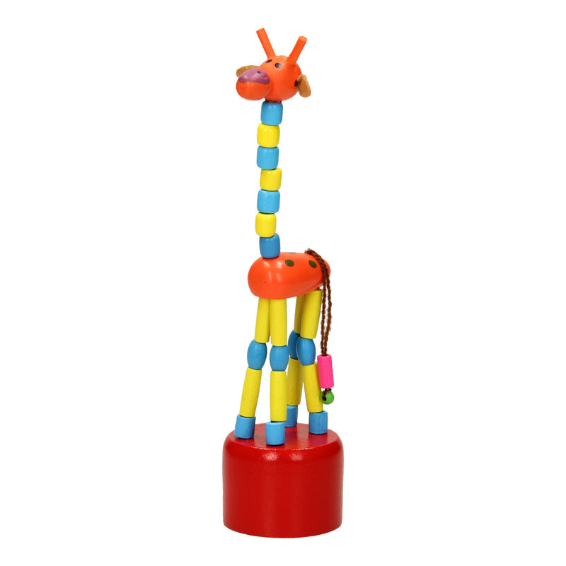 Afbeelding laden in galerijviewer, Playwood houten drukpop giraffe gekleurd
