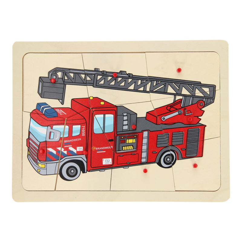 Afbeelding laden in galerijviewer, Playwood roel noppen puzzel brandweer