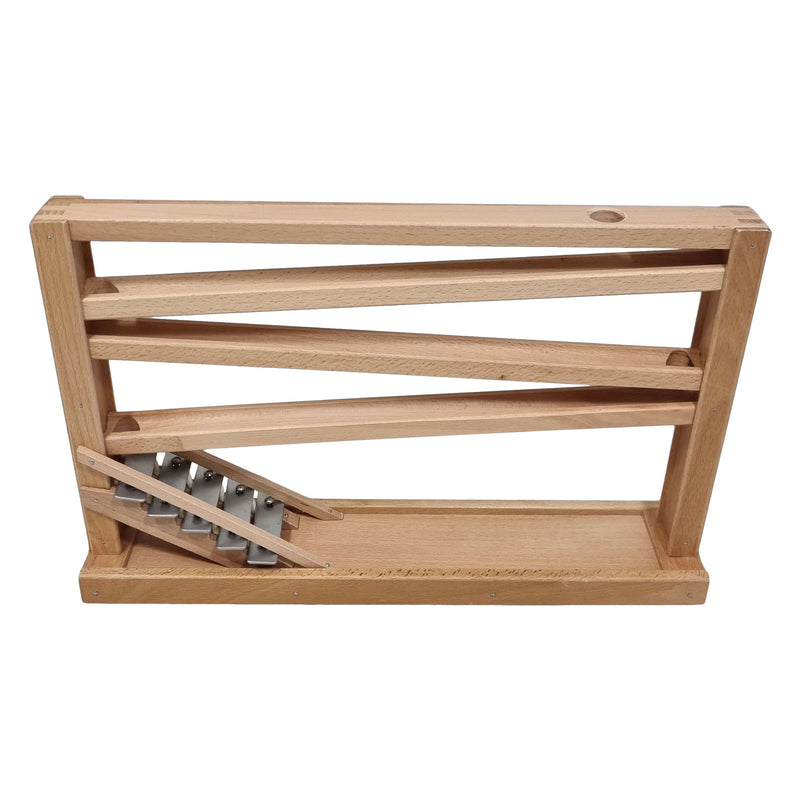 Afbeelding laden in galerijviewer, Playwood beukenhouten knikkerbaan kogelbaan met klokkenspel van beukenhout voor 16 mm knikkers (excl knikkers) marble game