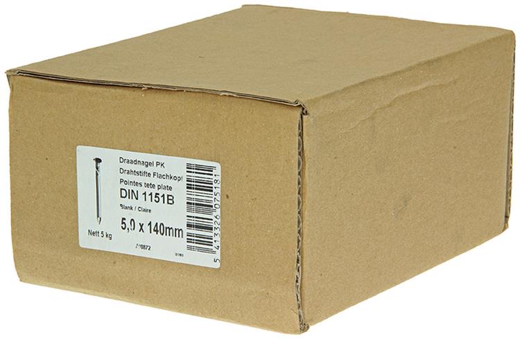 Afbeelding laden in galerijviewer, 1015656 - doos 5 kg. nagels platte kop 5,0x140 mm | 3 stuks
