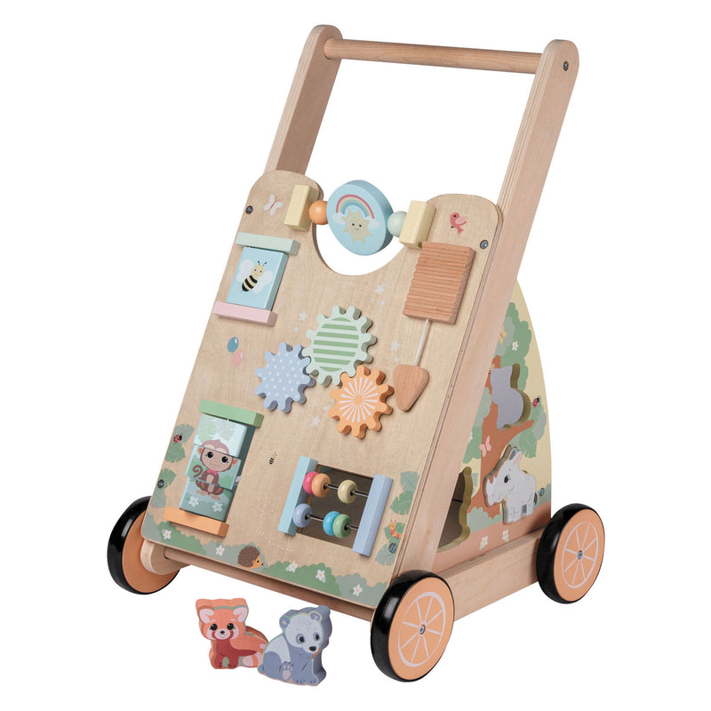 Afbeelding laden in galerijviewer, Joueco The Wildies Houten Activiteiten Baby Loopwagen