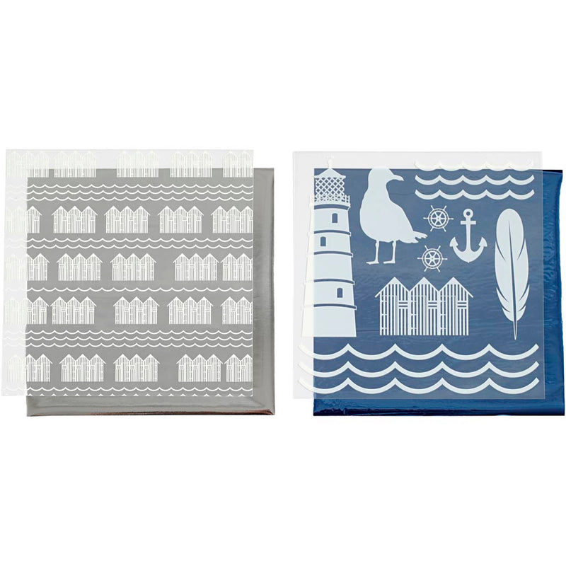 Afbeelding laden in galerijviewer, Https: www.cchobby.nl deco-folie-en-transfervel-vuurtoren-vel-15x15-cm-blauw-zilver-2x2-vel-1-doos