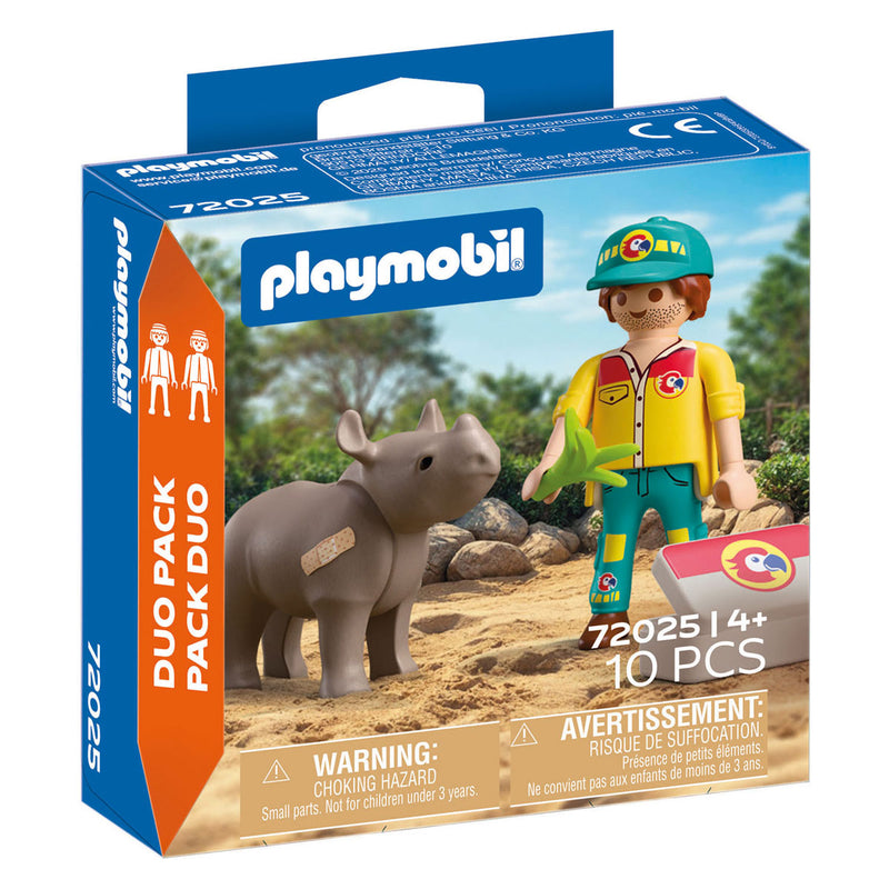 Afbeelding laden in galerijviewer, Playmobil duopack ranger met neushoorn - 72025