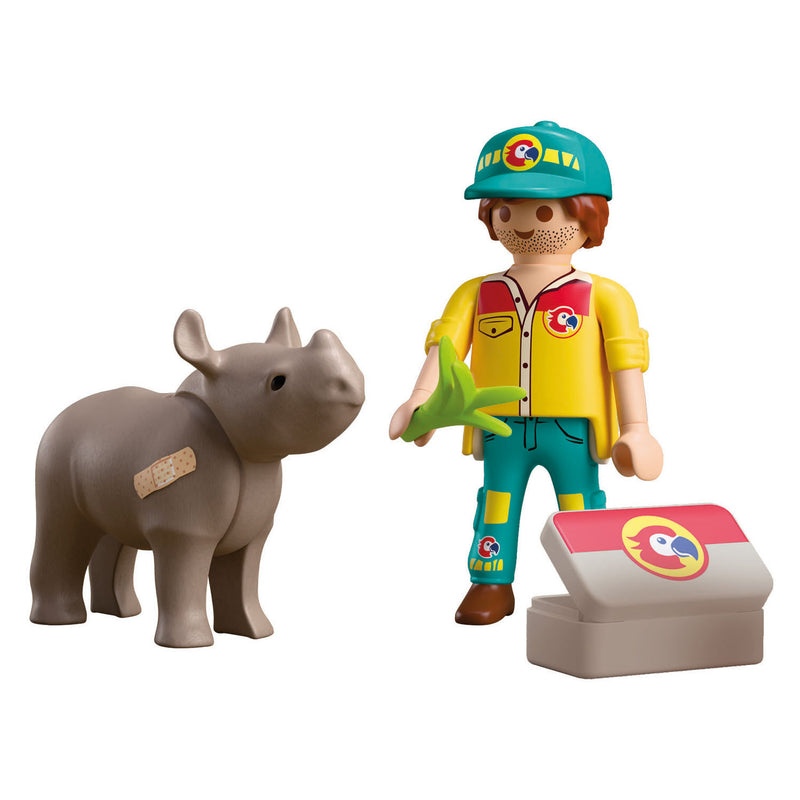 Afbeelding laden in galerijviewer, Playmobil duopack ranger met neushoorn - 72025