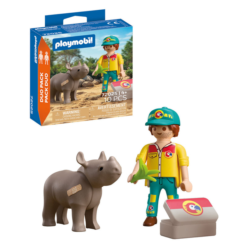 Afbeelding laden in galerijviewer, Playmobil duopack ranger met neushoorn - 72025