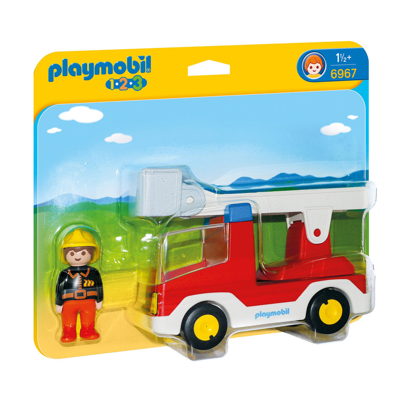 Afbeelding laden in galerijviewer, Playmobil Junior Brandweerwagen met Ladder 6967