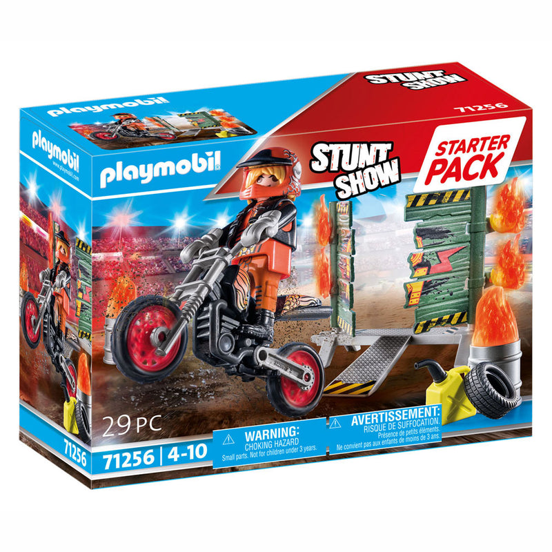 Afbeelding laden in galerijviewer, Playmobil Starterpack Stuntshow Motor met Vuurmuur 71256