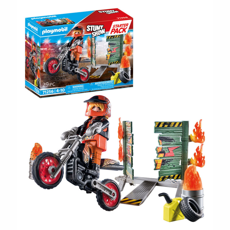 Afbeelding laden in galerijviewer, Playmobil Starterpack Stuntshow Motor met Vuurmuur 71256