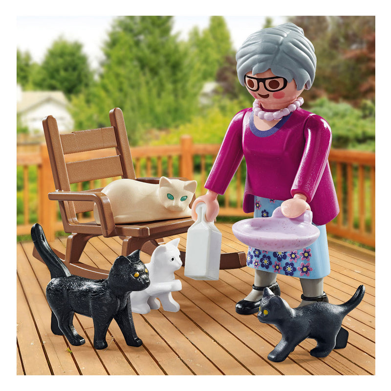 Afbeelding laden in galerijviewer, Playmobil Specials Oma met Katten 71172