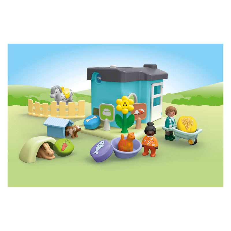 Afbeelding laden in galerijviewer, Playmobil 1.2.3. dierenpension met voerautomaat - 71690