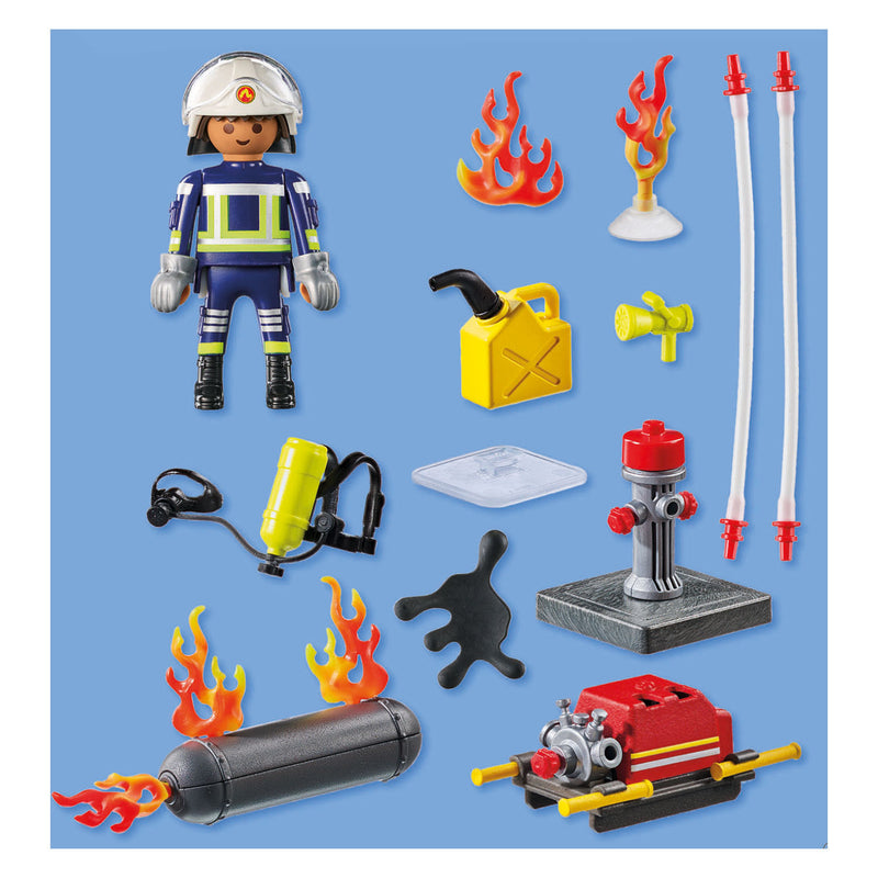 Afbeelding laden in galerijviewer, Playmobil action heroes brandweerman met waterpomp - 71826