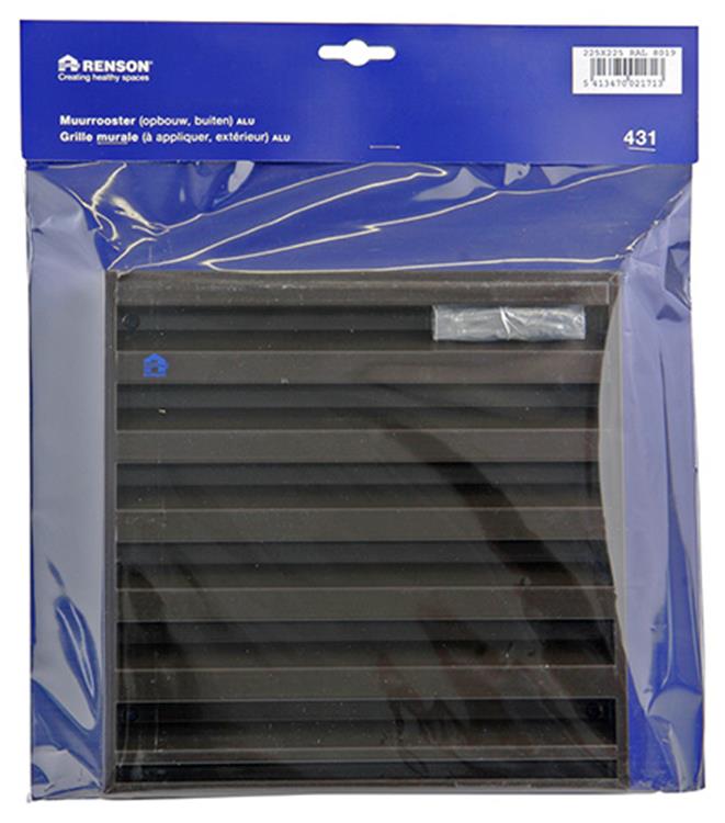 Afbeelding laden in galerijviewer, Renson 1006237 - muurrooster opbouw 431 alu ral8019 225x225mm | 2 stuks