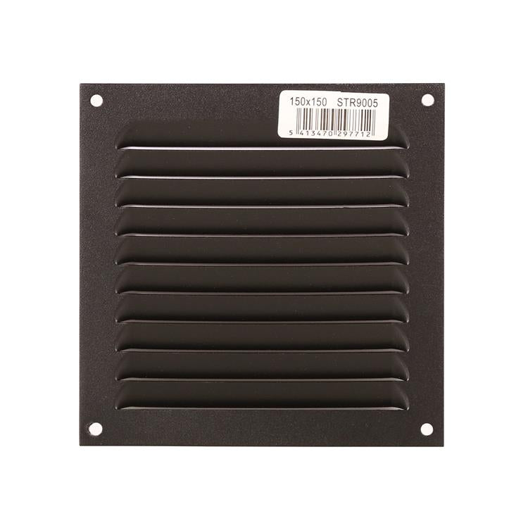 Afbeelding laden in galerijviewer, Renson 1061637 - opbouw schoepenrooster 436 150x150 ral 9005 zwart | 10 stuks